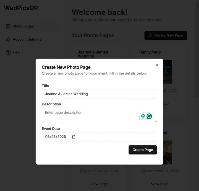 Step 1: Create Your Photo Page